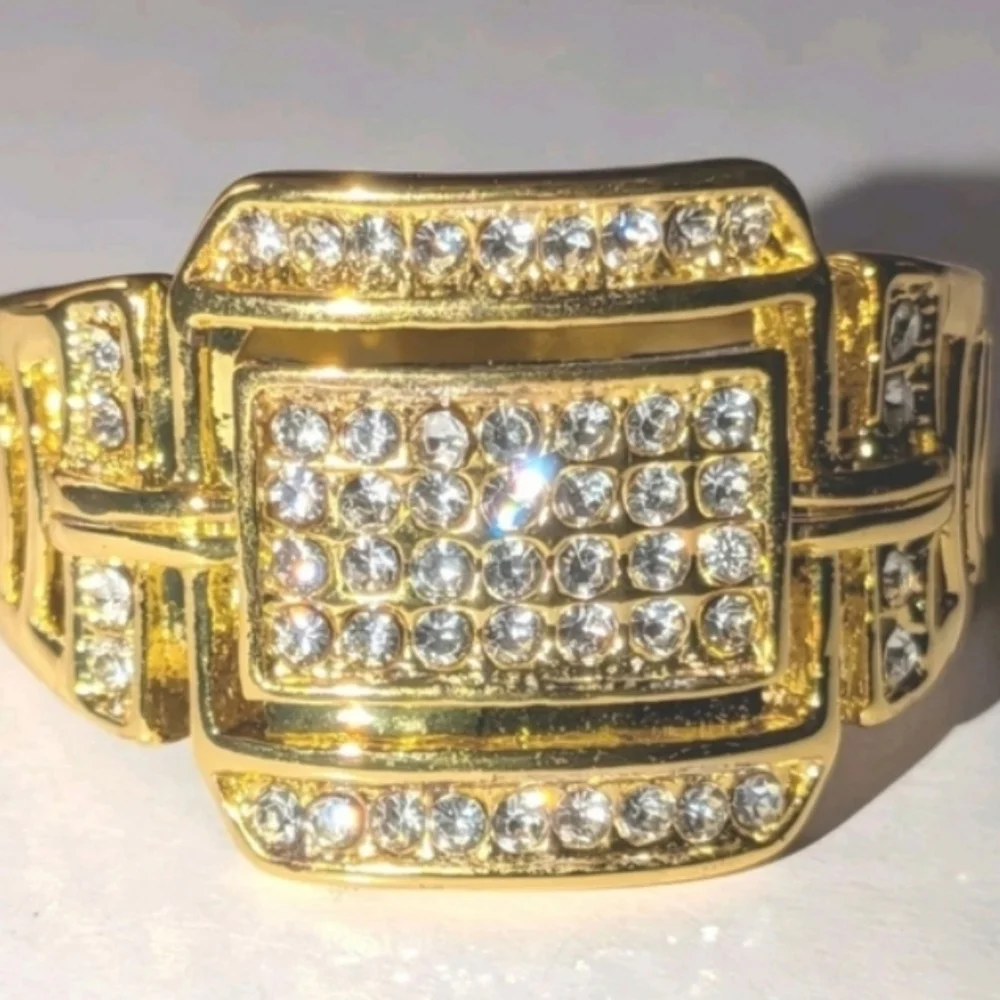 3ct round Cut Moissanite 14k Yellow Gold Plated Mens Royal Style Ring Sz 11